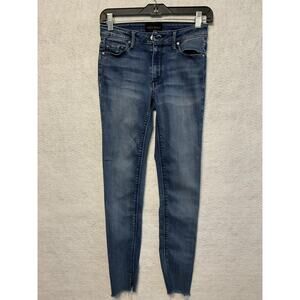 Black Orchid Jeans Womens 26 Blue Skinny Raw Hem Distressed Stretch Denim Pants